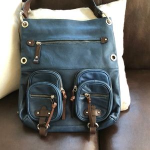 Oversized blue leather Tano purse